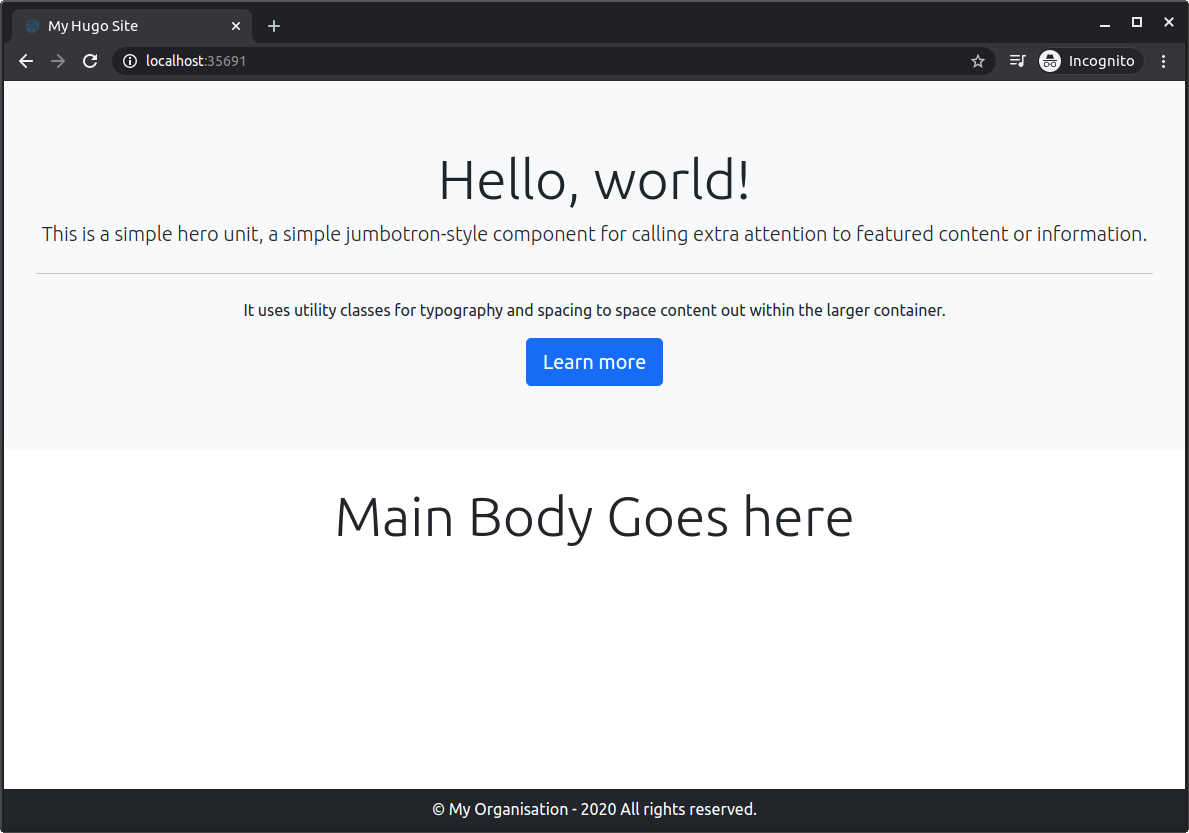Bootstrapped site preview