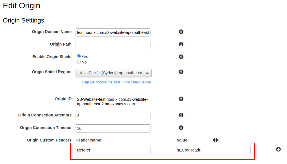 Origin Settings for custom header