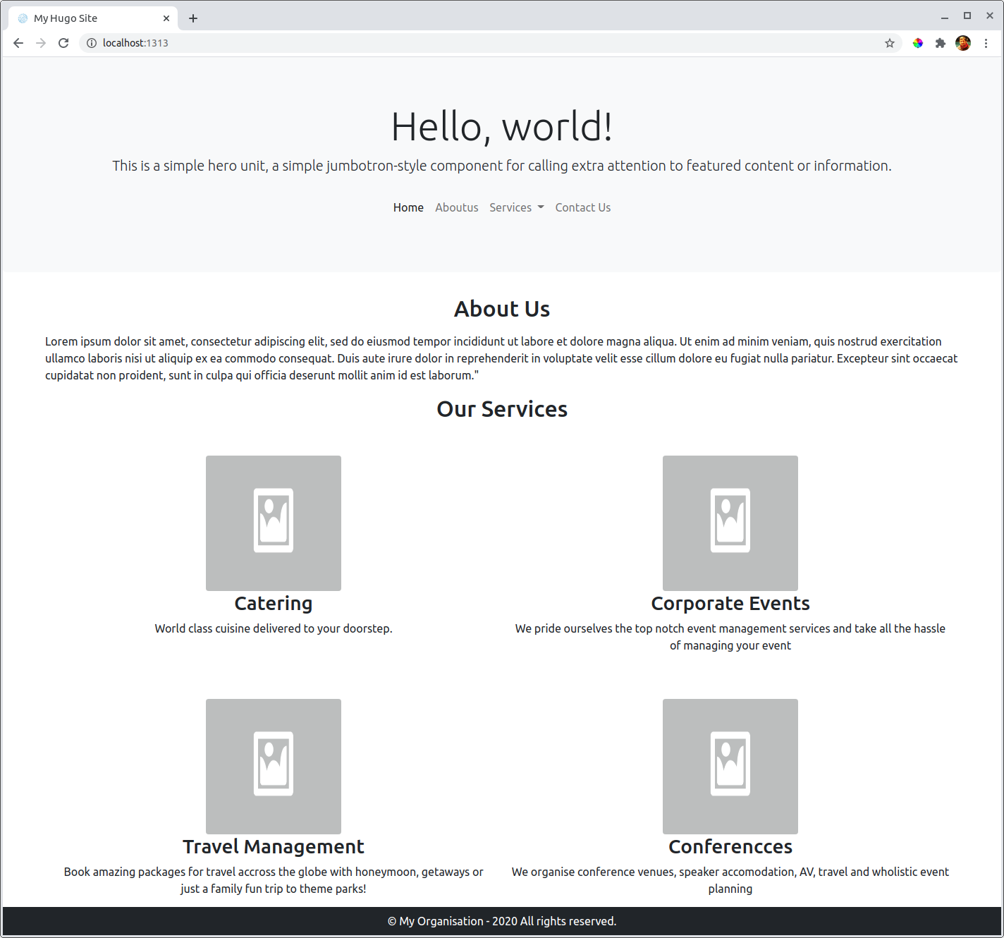 Completed site snapshot